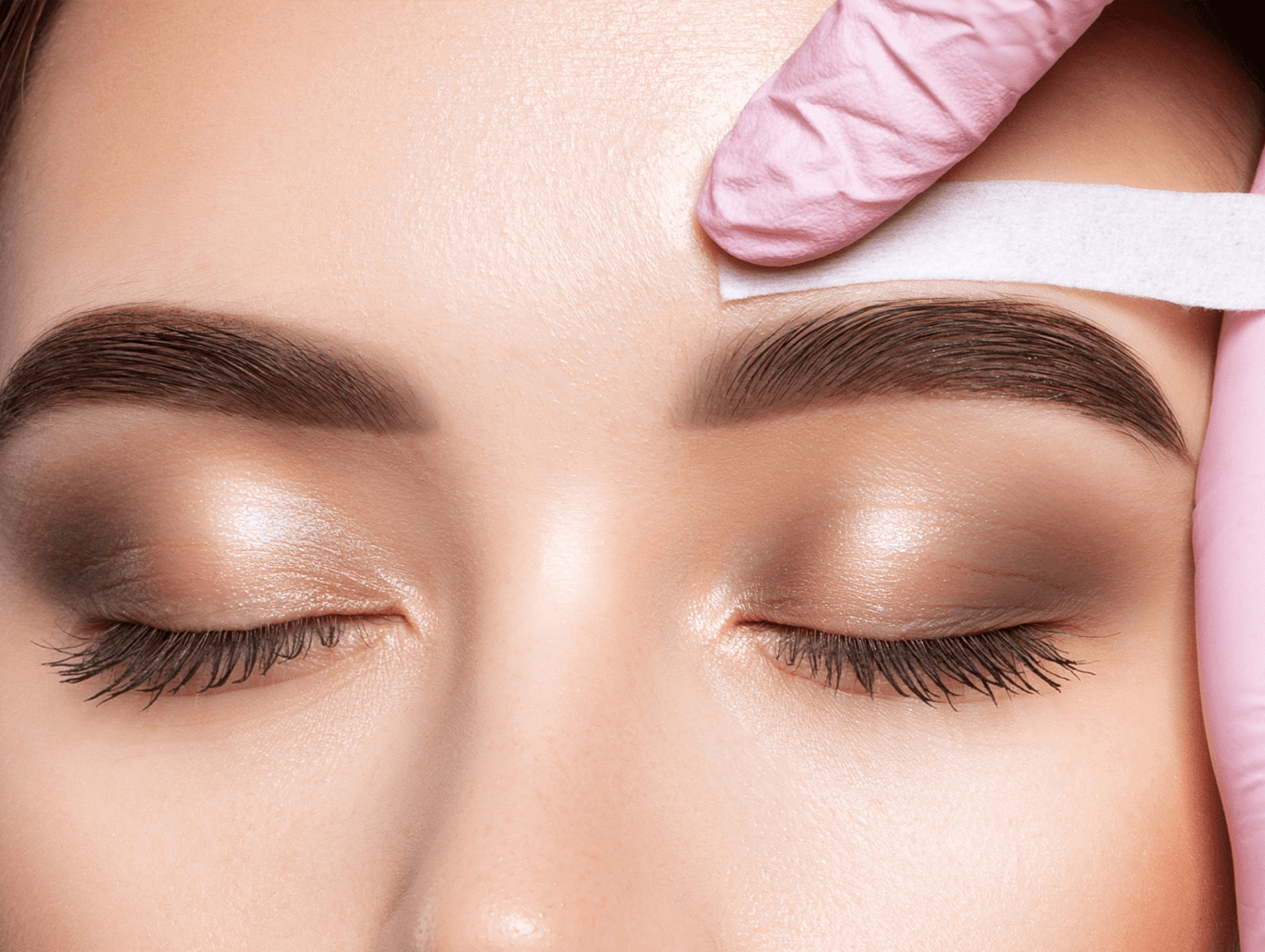 Perfectly shaped and defined eyebrows after professional eyebrow waxing and shaping at Honeys Hair & Beauty in Taunton.